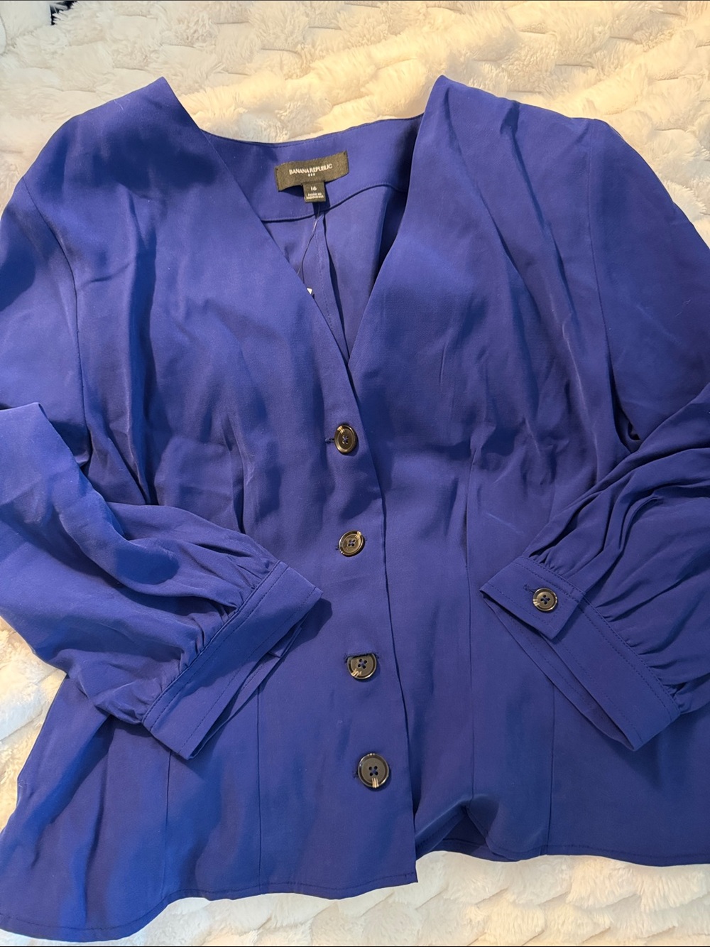 Banana Republic Cobalt Blue Button-Front Blouse